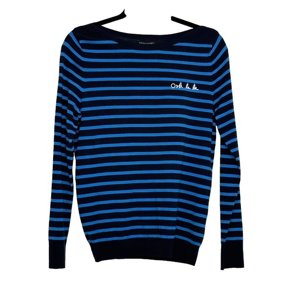 NWT Banana Republic Women's Preppy Stripe Ooh La La Sweater Size 14 Blue $79.50 - Picture 1 of 8